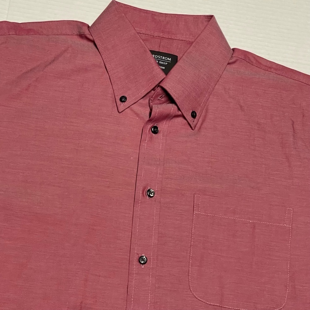 Nordstrom Men's Shop 16.5-32 Red Traditional Fit Long Sleeve Mens Dress Shirt